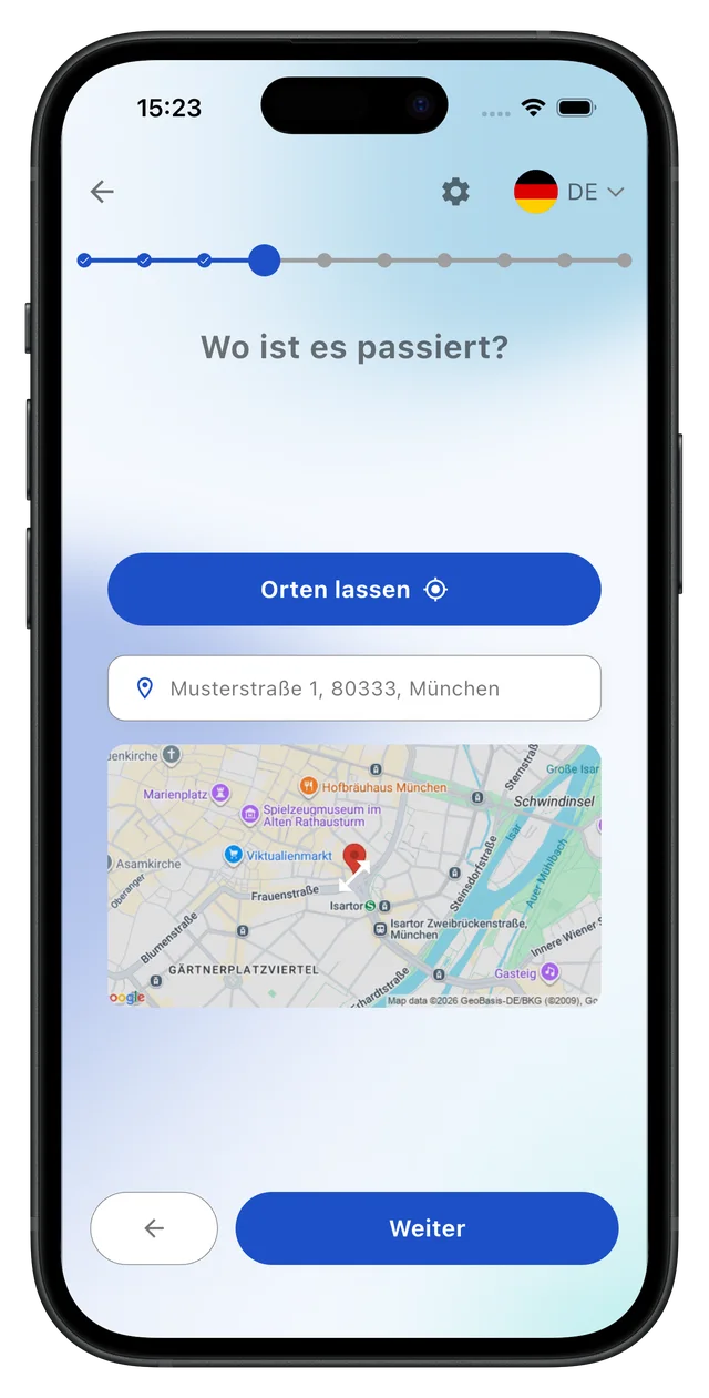 Schritt 3: Unfallort erfassen